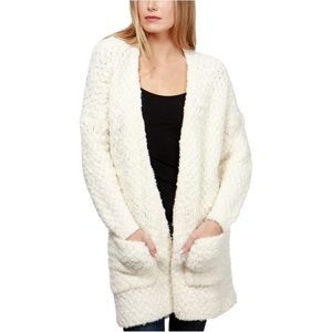Lucky Brand Finn White Open-Front Knit Cardigan Sweater in Size Large